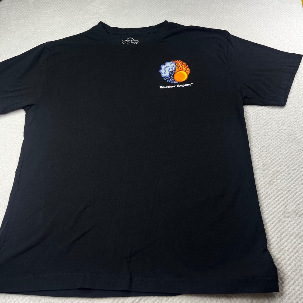 Weather Report XL Black T-Shirt Rain or Shine Graphic Print Menswear